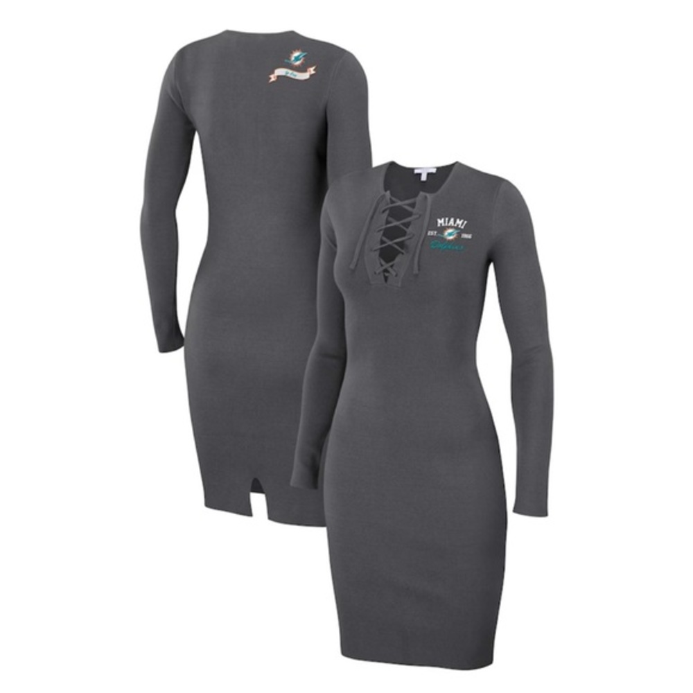 Women's Small WEAR by Erin Andrews Miami Dolphins‎ Lace Up Long Sleeve Dress